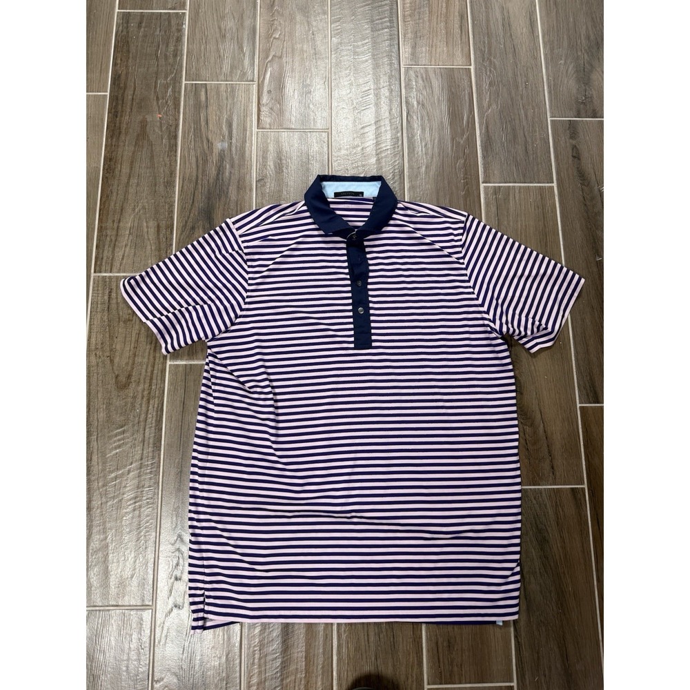 Greyson Golf Performance Polo Shirt Mens Sz XL Pink/Purple Striped Stretch